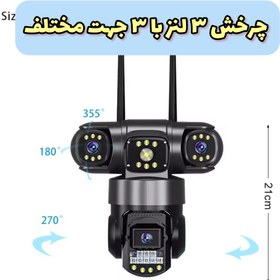 تصویر دوربین مدار بسته سیمکارتی ۱۲ مگاپیکسل مدل S388-V با سه لنز واقعی قابل تنظیم چرخشی 