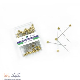 تصویر سوزن ته مرواریدی dressmakers pins طلایی درجه 1 