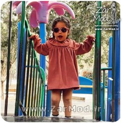 تصویر پیراهن کودک مخمل صورتی 