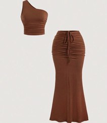 تصویر ست کراپ تاپ رومی زنانه و دامن فون فیلامنت کشی سایز ۳۴ تا ۴۶ 