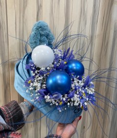 تصویر باکس گل و بادکنک برای تولد نوزاد پسر flower box with ballon for baby boy