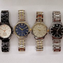 تصویر ساعت مچی مردانه عقربه ای نقره ای و مشکی طرح ای پی AP مارک والار 