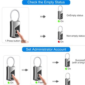 تصویر قفل هوشمند اثر انگشتی ضد آب Fingerprint Lock with Key Backup, Smart keyless Waterproof Fingerprint Padlock Ideal for Gym, Door, Suitcase, Luggage Backpack, Bike, Office