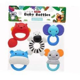 تصویر جغجغه دندانگیر پنج عددی طرح حیوانات 