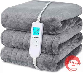 تصویر پتو برقی برند JERVAMNI مدل TSK-1SC JERVAMNI Electric Blanket Heated Throw - Fast Heating, Thermostatic Control, 10 Heating Levels, 10H Timer, Flannel Fleece Material, Machine Washable