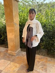 تصویر کت زنانه جلو باز وال خامه‌دوزی ترک *سوزن‌دوزی* سفید 