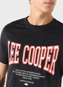 تصویر تی‌شرت با یقه گرد و طرح لوگوی لی کوپر مدل S برند lee cooper Lee Cooper Logo Print T-shirt with Crew Neck and S