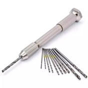 تصویر دریل دستی با پک 10 عددی مته 