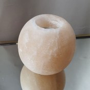 تصویر جا شمعی سنگ نمک طرح گوی 