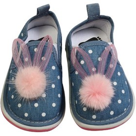 تصویر کفش سوتی جین دخترانه خالدار طرح خرگوش 