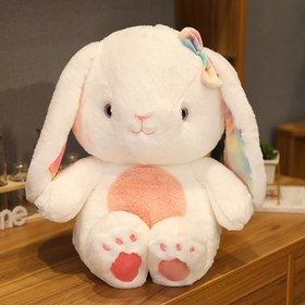 تصویر عروسک طرح خرگوش چشم قشنگ ارتفاع 3۰ سانتی‌متر 