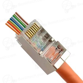 تصویر سوکت شبکه میان گذر ته باز CAT6 SFTP 