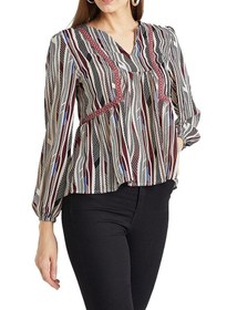 تصویر بلوز راه‌راه چند رنگ با حاشیه گلدوزی شده برند jacqueline de yong Embroidered Trim Striped Blouse Multicolour