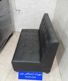 تصویر مبل کافی نت مبل گیم نت سه نفره چرم مشکی کلاف چوب محکم 