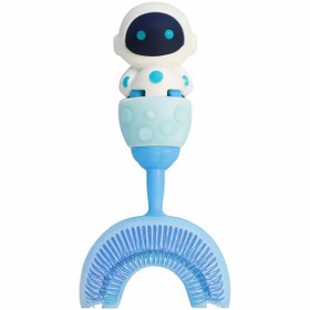 تصویر مسواک‌ کودک مدل سیلیکونی چرخشی طرح آدم فضایی 