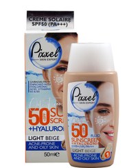 تصویر کرم ضد آفتاب رنگ بژ روشن پیکسل پوست چرب حجم 50 میل Pixxle Sunscreen Cream For Acne Prone And Oily Skin 50ml