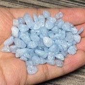 تصویر مهره سنگ آکوامارین دفرمه(چیپسی) بسیار خوش رنگ 