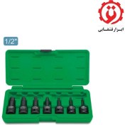 تصویر جعبه بکس 7 پارچه آلن بکسی 1/2 درایو فشار قوی تاپ تول (TOPTUL) مدل GDAI0702 