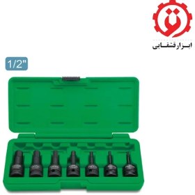 تصویر جعبه بکس 7 پارچه آلن بکسی 1/2 درایو فشار قوی تاپ تول (TOPTUL) مدل GDAI0702 