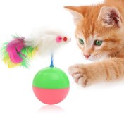 تصویر اسباب بازی گربه توپ تعادلی (Cat toy balance ball with mouse) با موش پر دار کد:1012 ا Cat toy balance ball with mouse Cat toy balance ball with mouse