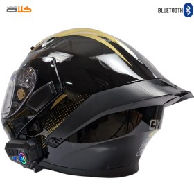 تصویر کلاه کاسکت بلوتوثی فک متحرک QIKE مدل Y10-golden QIKE Bluetooth helmet with movable jaw model Y10-golden