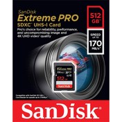 تصویر رم اس دی ۵۱۲ گیگ سن دیسک SanDisk Extreme Pro SD U3 170MB/s ا SanDisk Extreme Pro SDXC UHS-I U3 170MB/s 512GB memory card SanDisk Extreme Pro SDXC UHS-I U3 170MB/s 512GB memory card