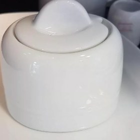 تصویر شکردان چینی زرین سفید (سایز 6) Zarin Iran Hotel-49 White 2 Piece Porcelain Cubic-Sugar-Bowl