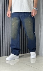 تصویر شلوار ورزشی جین بگ آبی تیره 