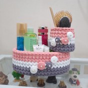 تصویر سبد تریکو ست نظم دهنده آرایشی گلبهی 