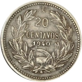تصویر سکه شیلی 20 سنتاوو شیلی 1940 