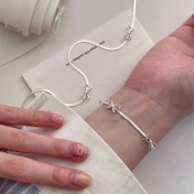 تصویر ست جواهرات آبکاری نقره پاپیونی 