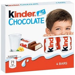 تصویر شکلات شیری کاکائویی کیندر 4 عددی ا Kinder cocoa milk chocolate 4pcs Kinder cocoa milk chocolate 4pcs