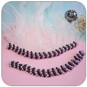 تصویر ریسه توری دخترانه دو رنگ مرواریدی اصل - مشکی risse tooei