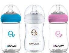 تصویر شیشه شیر آنتی کولیک دهانه عریض حجم 260 میل 3 قطره بالای 12 ماه یومامی umomy 