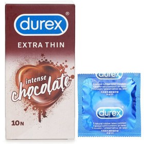 تصویر کاندوم فوق نازک دورکس مدل EXTRA THIN با رایحه شکلات intense chocolate اورجینال 