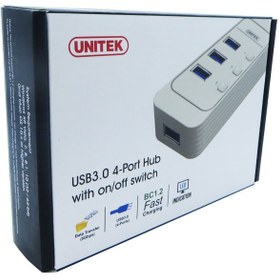 تصویر هاب USB3.0 چهار پورت با یونیتک مدل Y-3072 