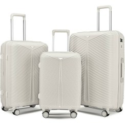 تصویر چمدان سه تیکه فول آپشن پروپلین / چمدان سفید 