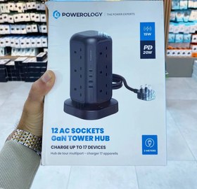 تصویر چند راهی برق پاورولوژی مدل Powerology 12 AC Sockets GaN Tower Hub PWCUQC025BK اصلی - تماس بگیرید Powerology 12 AC Sockets GaN Tower Hub PWCUQC025BK