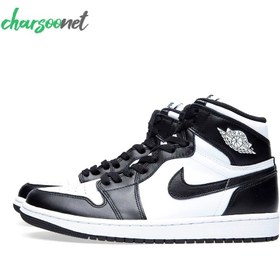 تصویر کتونی ایر جردن ۱ ساقدار سفید مشکی سایز4 Nike Air jordan 1 Black & White Size 4