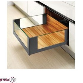 تصویر ریل کشو مخفی بدنه دار اسلیم شیشه بلند فانتونی مدل B530 سایز 500 میلی متر Slim High Inner Drawer C height With Glass Boxside