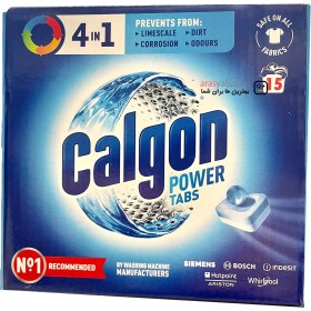 تصویر قرص جرم گیر ماشین لباسشویی 4 در 1 کالگون بسته 15 عددی 