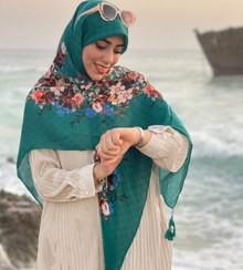 تصویر روسری نخ پنبه حاشیه گل 