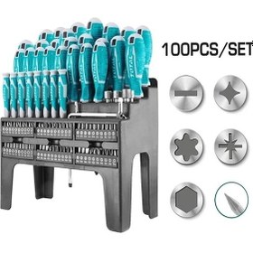 تصویر پیچ گوشتی 100 عددی اکونومی با استند توتال screwdriver