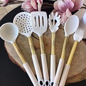 تصویر ست کفگیر ملاقه آروو ترکیه رنگ سفید arow-2660 وارداتی اورجینال 