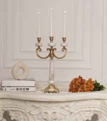 تصویر شمعدان سنگی برنجی ۳ شاخه 