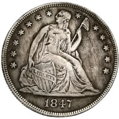 تصویر سکه دلار امریکا 1847 میلادی 
