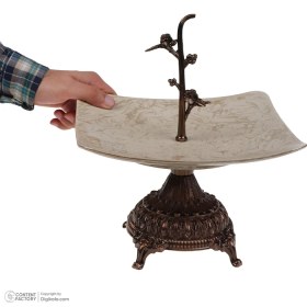 تصویر شیرینی خوری مربع پایه دار ماربل کد 18126 