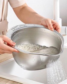 تصویر آبکش برنج شور استیل وارداتی 