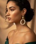 تصویر گوشواره مرواریدی حلقه‌ای طلایی 