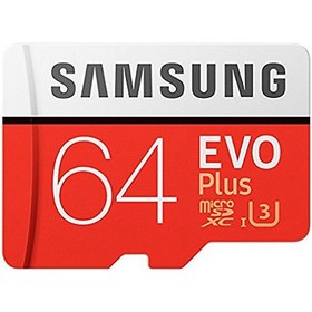 تصویر کارت حافظه Samsung microSDXC 64GB مدل Evo Plus کلاس 10 سرعت 100MBps همراه با آداپتور 